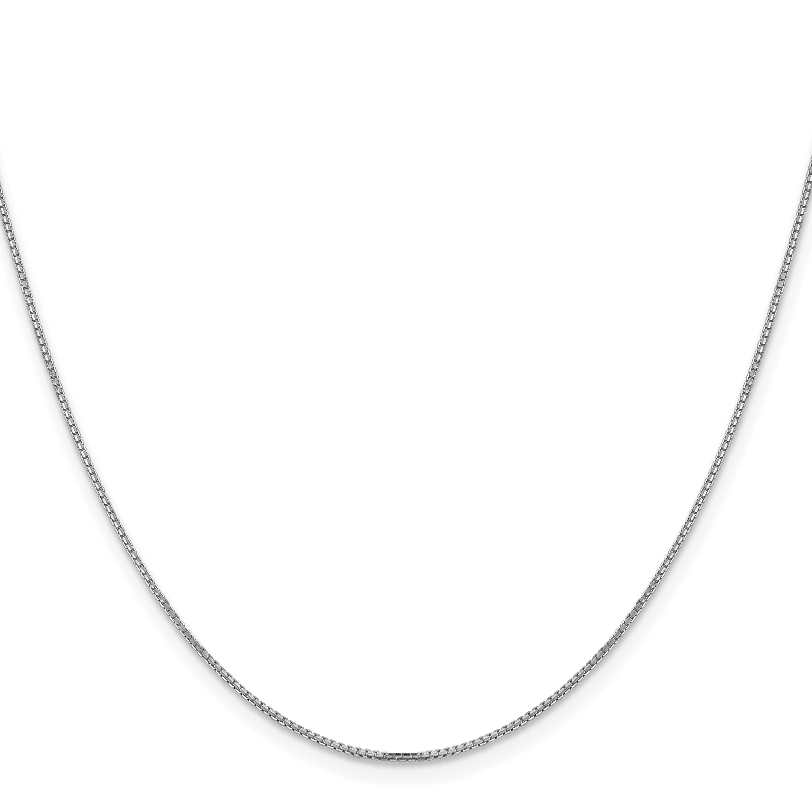 18 Inch 14K White Gold 1mm Concave Box Chain Necklace