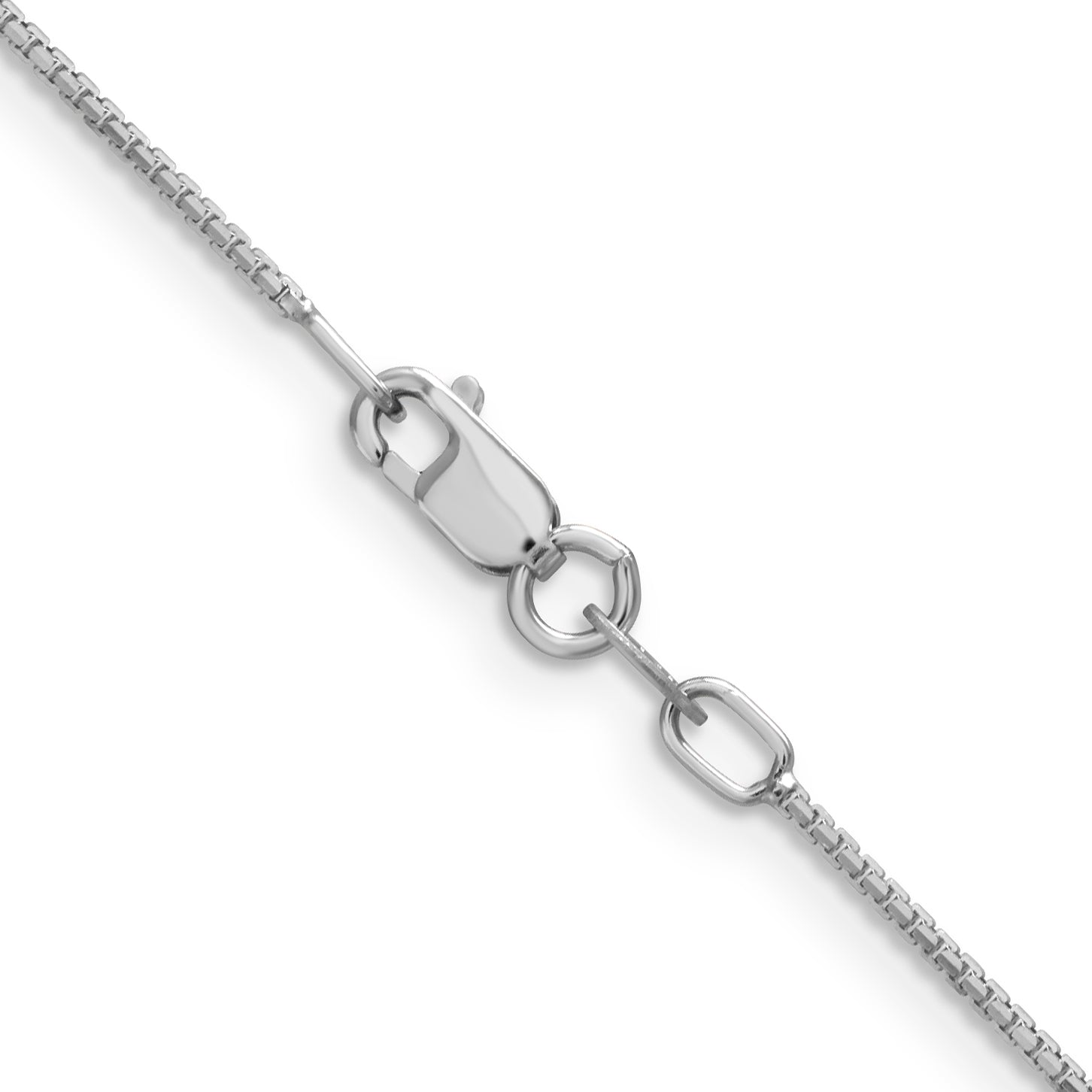 2 Inch 14K White Gold 1mm Concave Box Chain Necklace