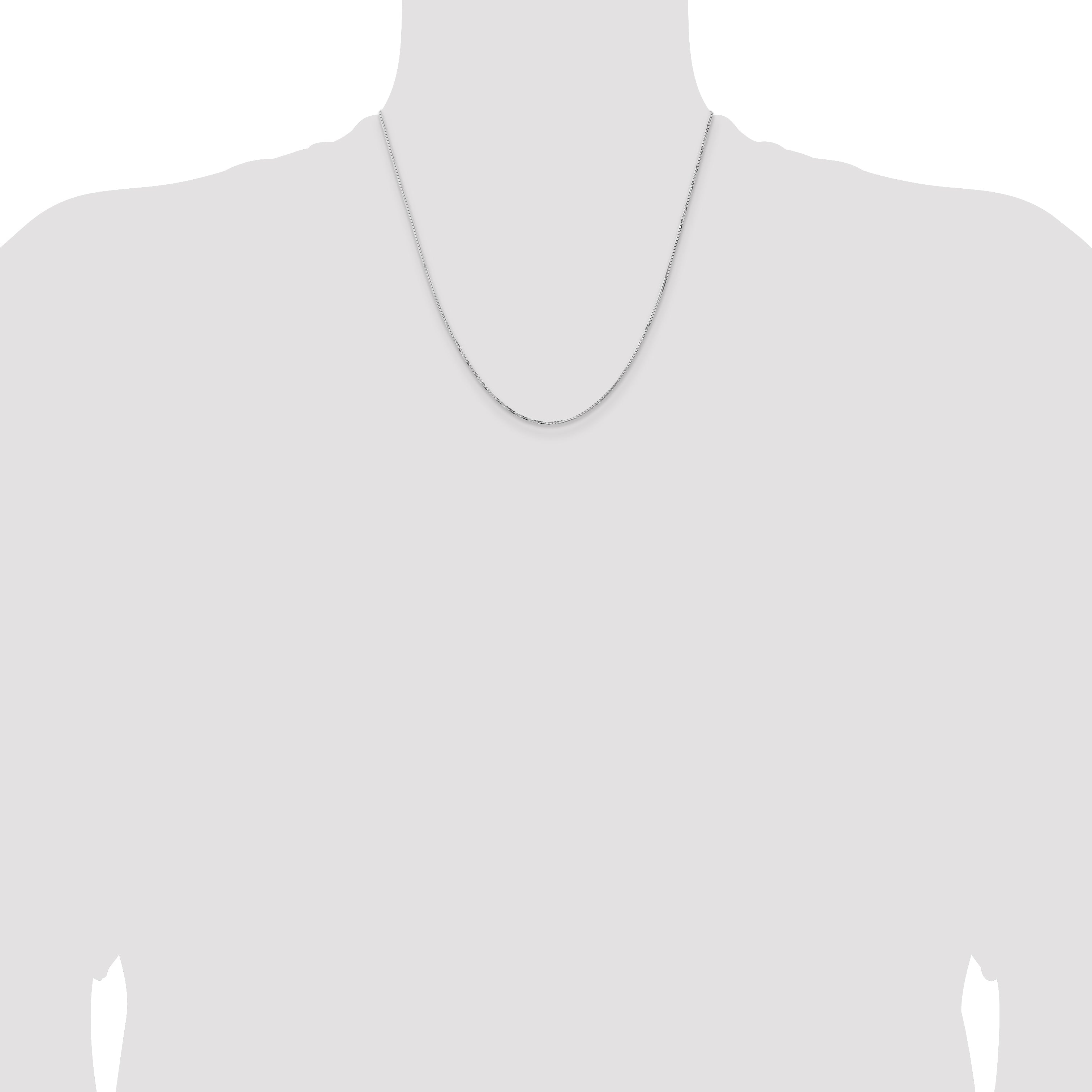 2 Inch 14K White Gold 1.10mm Concave Box Chain Necklace