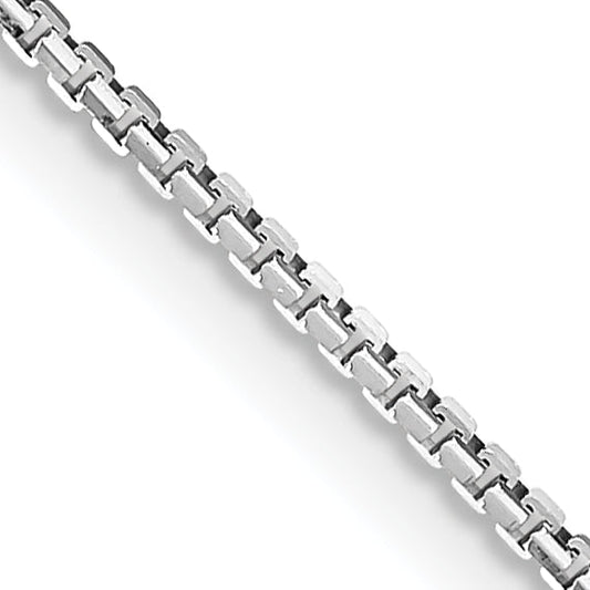 2 Inch 14K White Gold 1.10mm Concave Box Chain Necklace