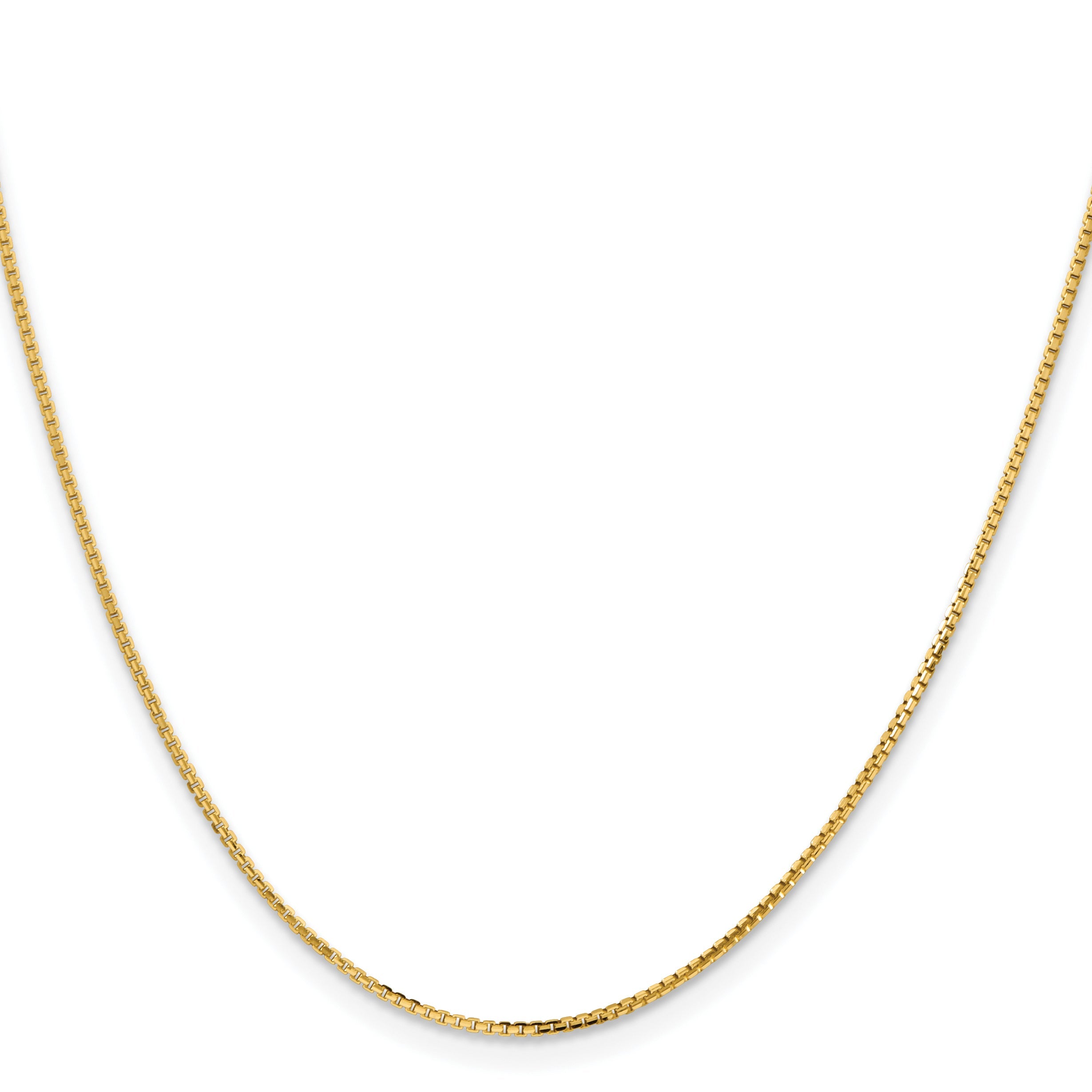 2 Inch 14K Yellow Gold 1.2mm Concave Box Chain Necklace