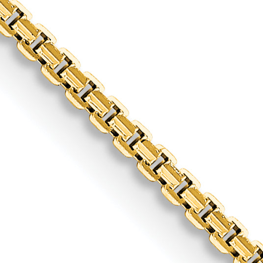 2 Inch 14K Yellow Gold 1.2mm Concave Box Chain Necklace