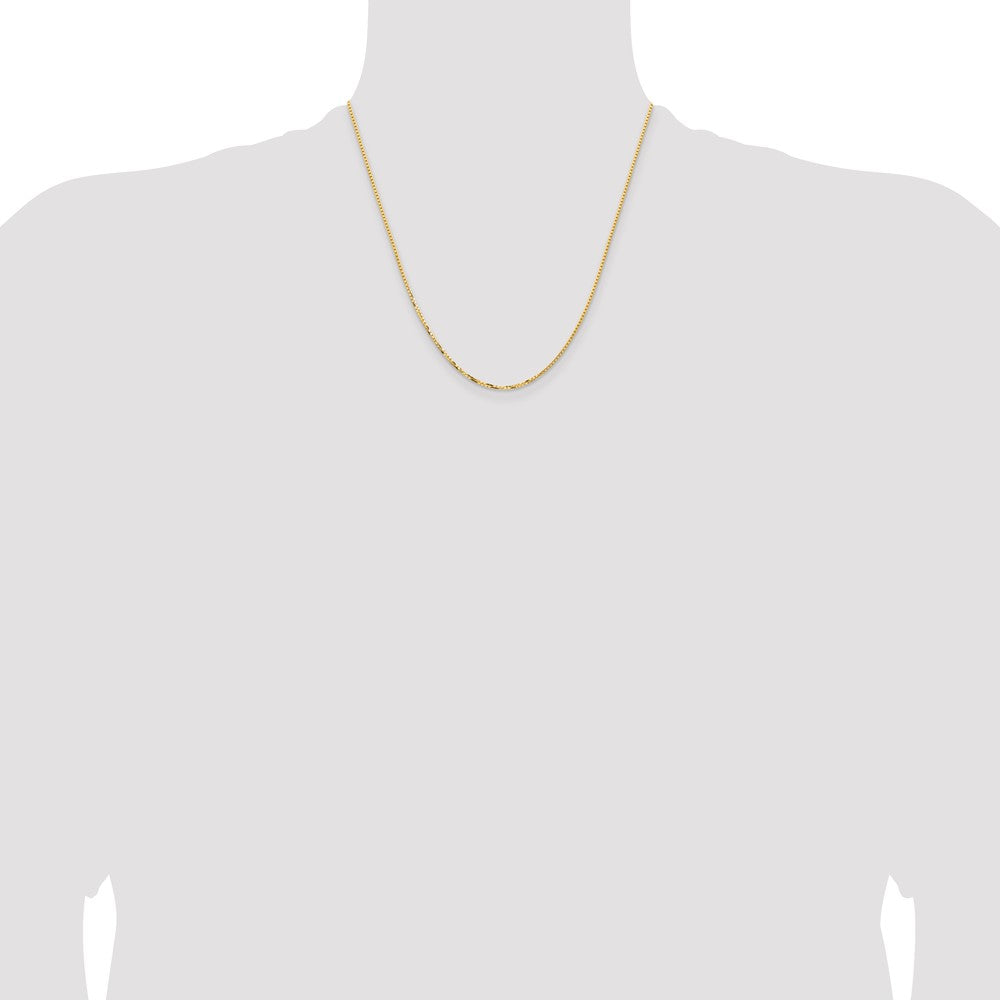 2 Inch 14K Yellow Gold 1.45mm Concave Box Chain Necklace