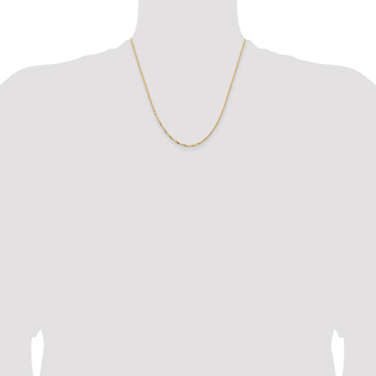 2 Inch 14K Yellow Gold 1.45mm Concave Box Chain Necklace