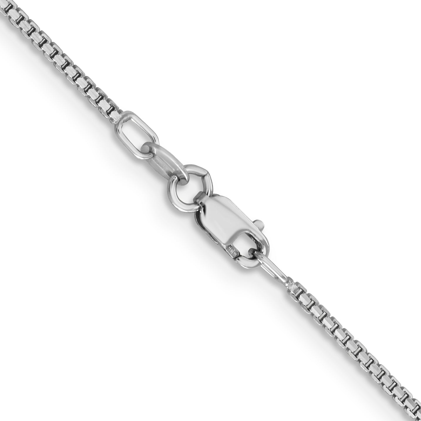 2 Inch 14K White Gold 1.45mm Concave Box Chain Necklace