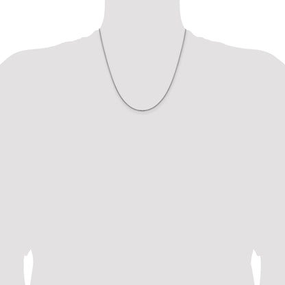 2 Inch 14K White Gold 1.45mm Concave Box Chain Necklace