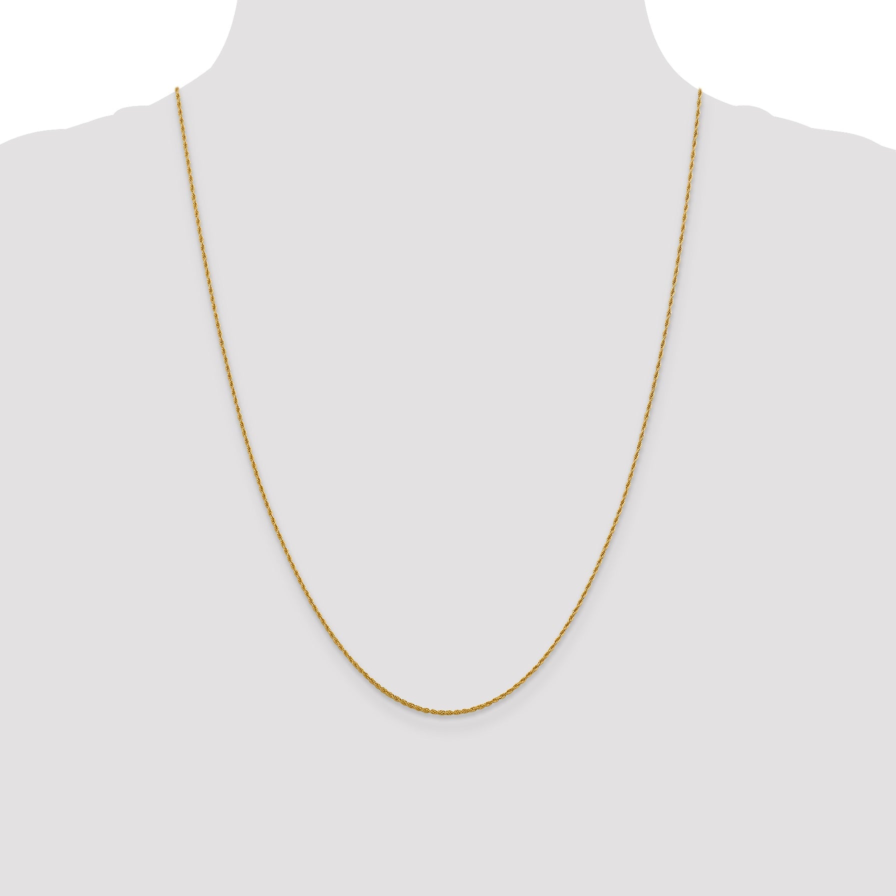 24 Inch 14K Yellow Gold 1.3mm Loose Rope Chain Necklace