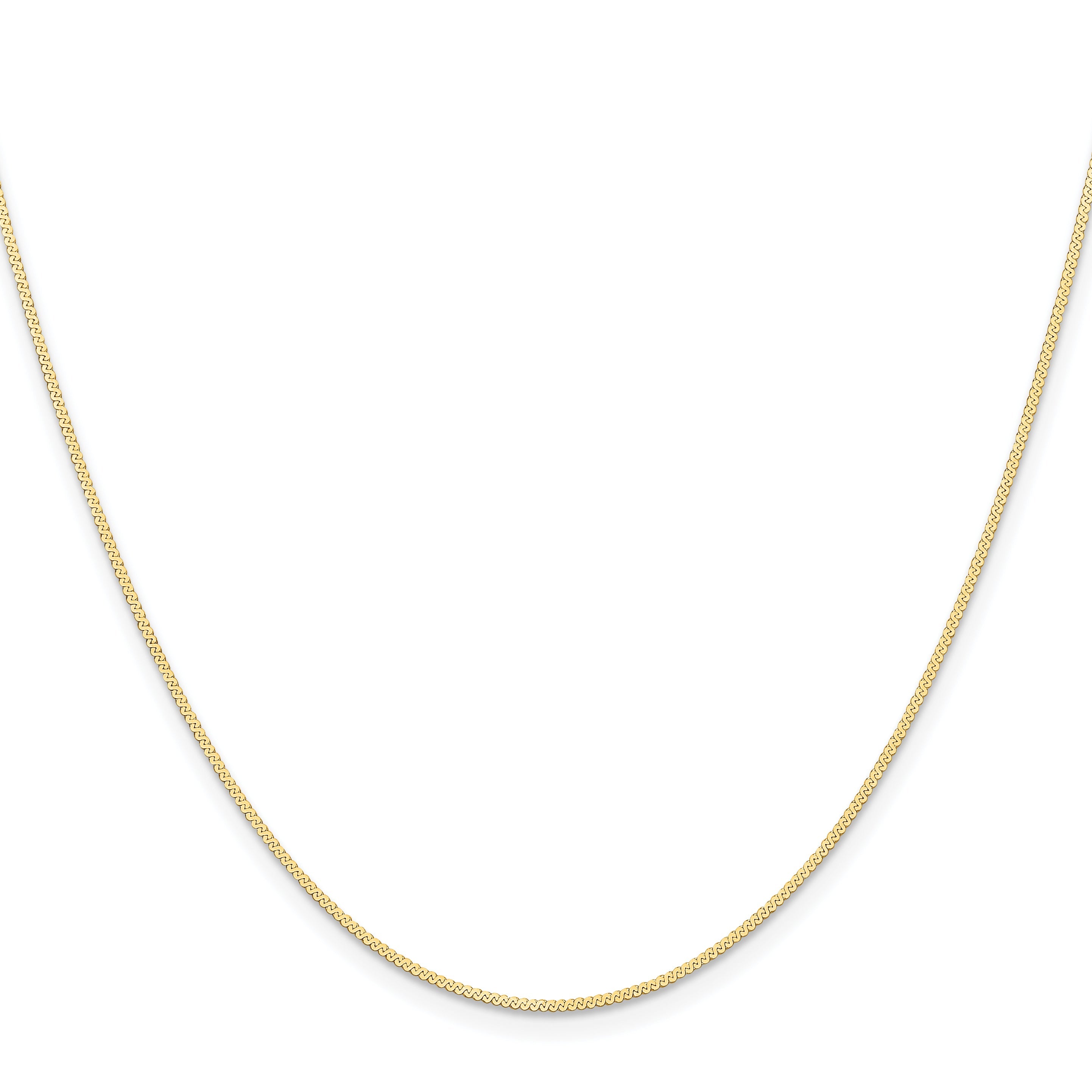 18 Inch 14K Yellow Gold 0.8mm Serpentine Chain Necklace