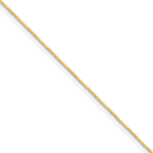 2 Inch 14K Yellow Gold 0.8mm Serpentine Chain Necklace