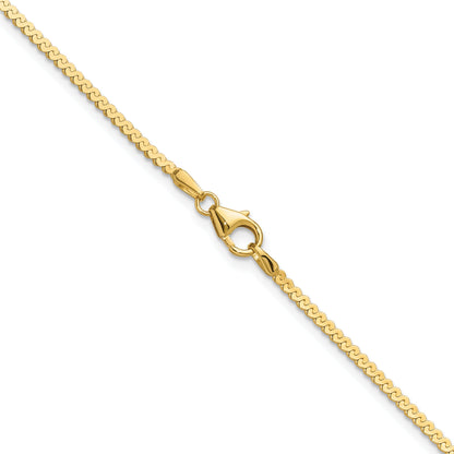 2 Inch 14K Yellow Gold 1.55mm Serpentine Chain Necklace