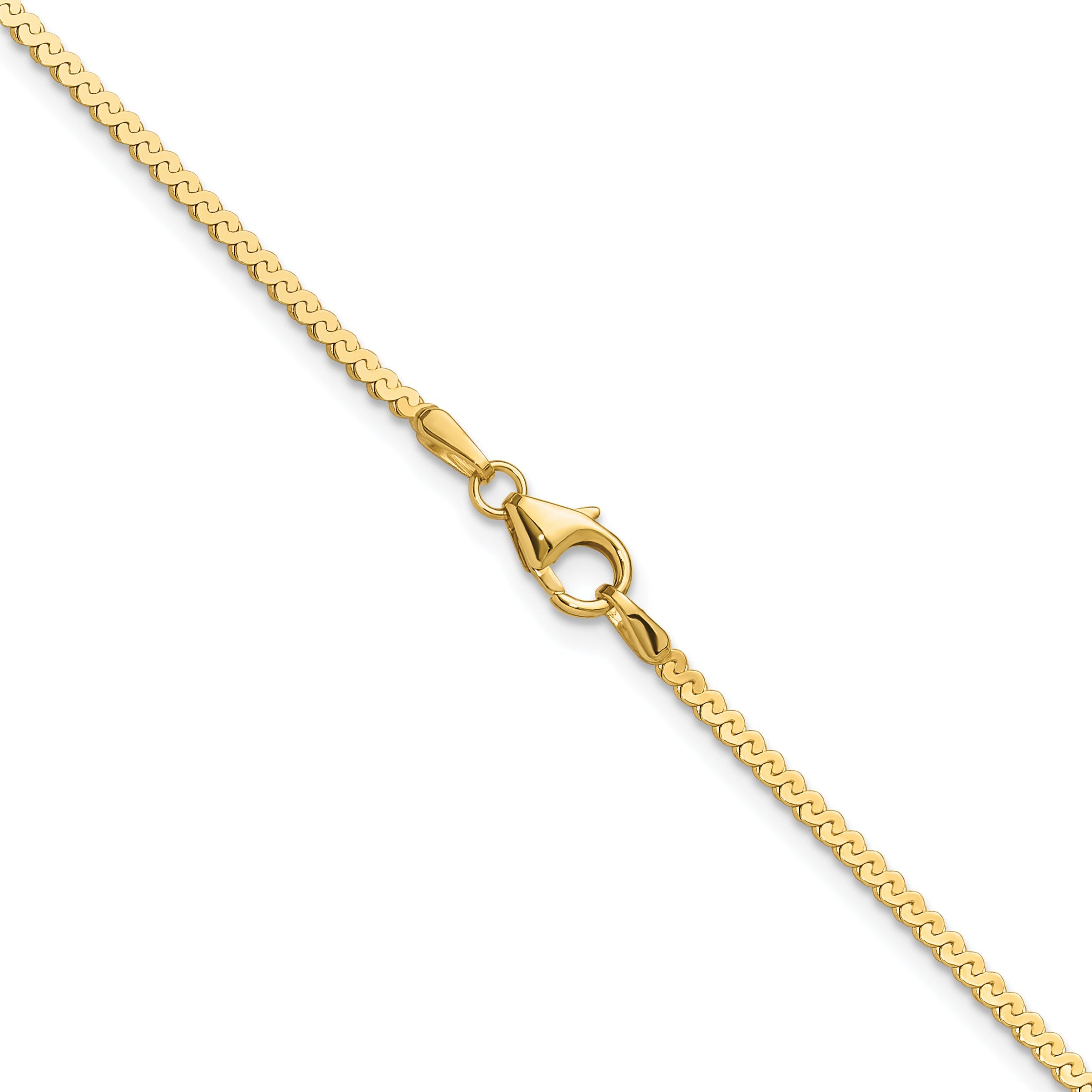 16 Inch 14K Yellow Gold 1.55mm Serpentine Chain Necklace