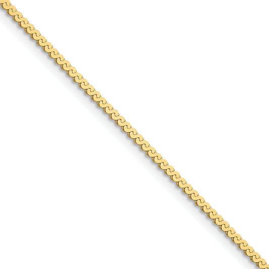 18 Inch 14K Yellow Gold 1.55mm Serpentine Chain Necklace