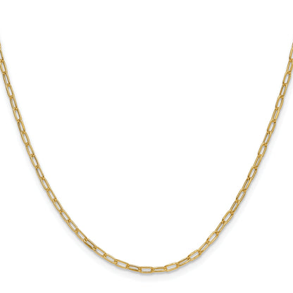 16 Inch 14K Yellow Gold 2.2mm Semi Solid Beveled D/C Paperclip Chain Necklace