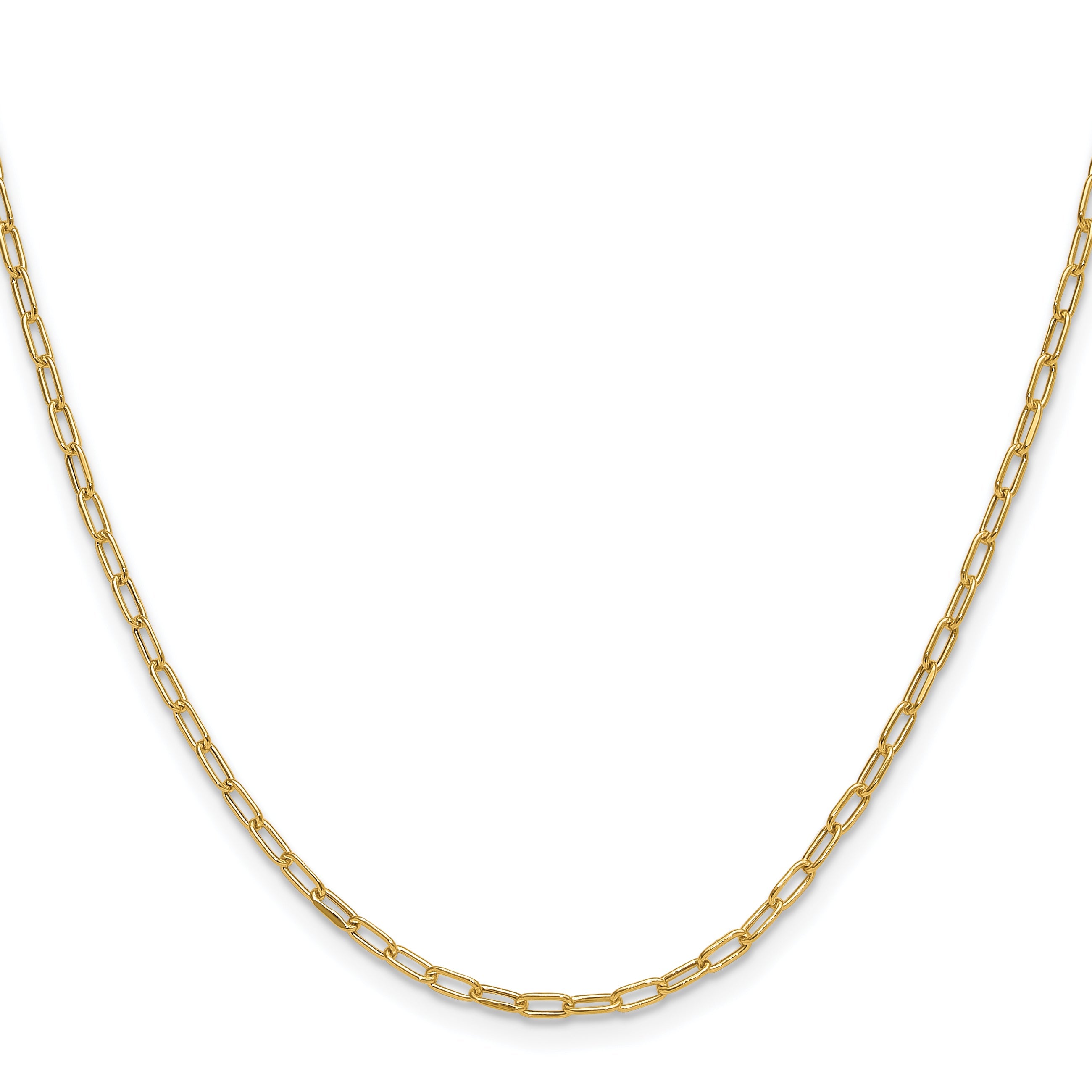 2 Inch 14K Yellow Gold 2.2mm Semi Solid Beveled D/C Paperclip Chain Necklace
