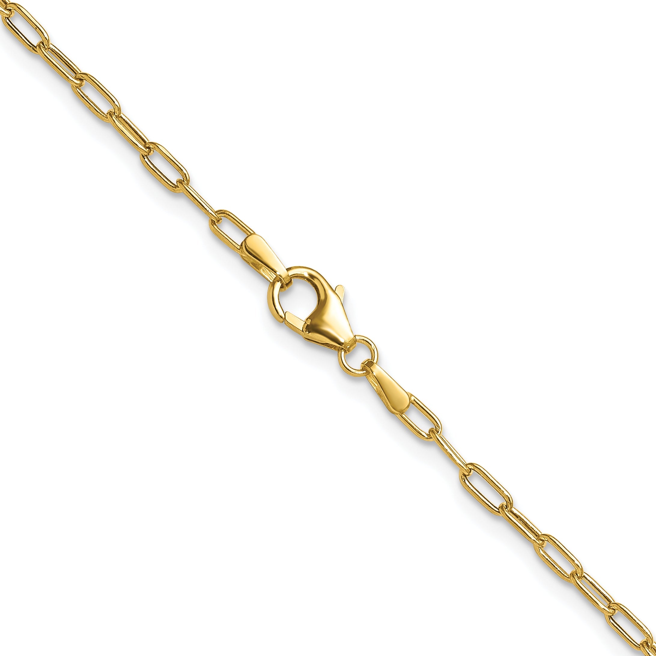 2 Inch 14K Yellow Gold 2.2mm Semi Solid Beveled D/C Paperclip Chain Necklace