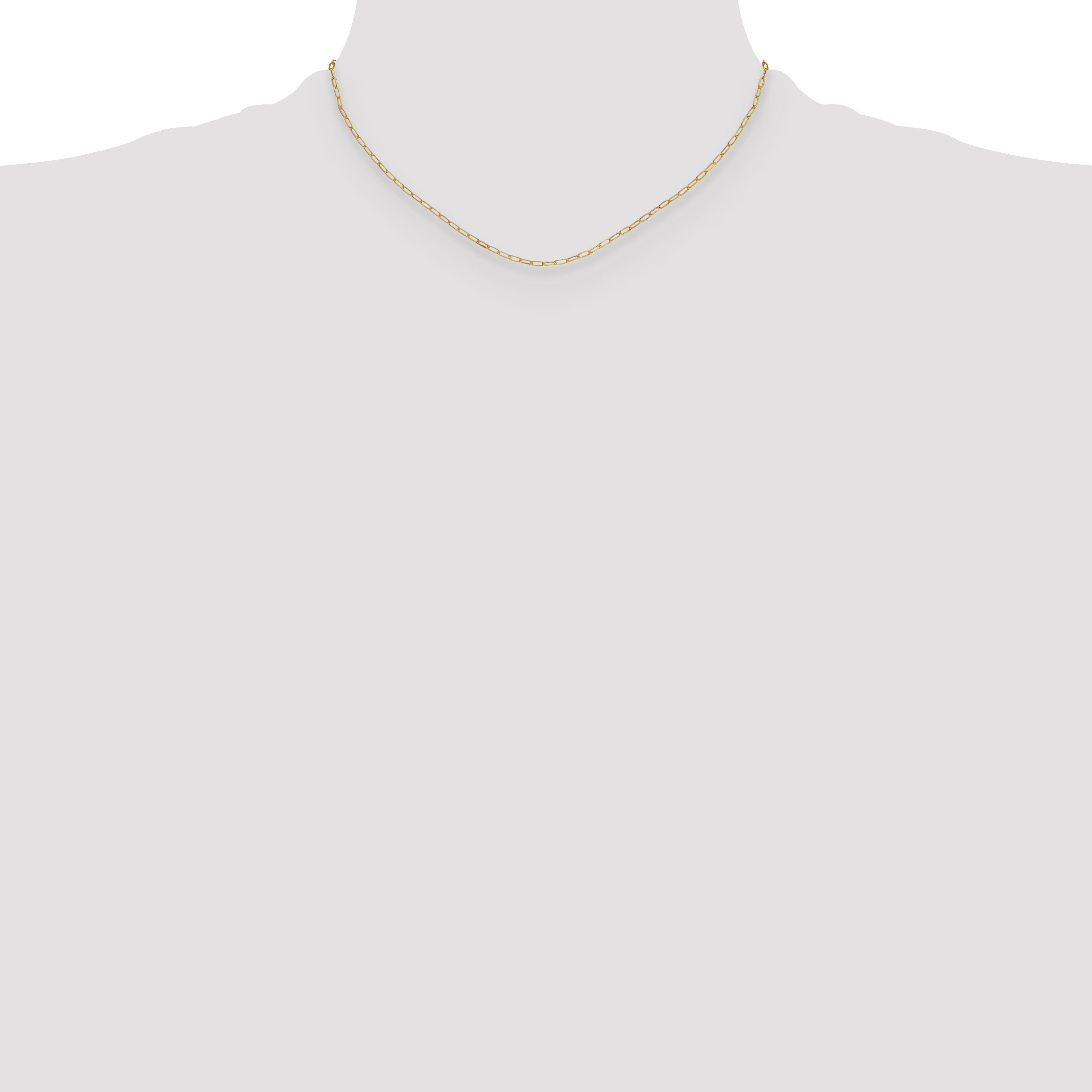 16 Inch 14K Yellow Gold 2.2mm Semi Solid Beveled D/C Paperclip Chain Necklace
