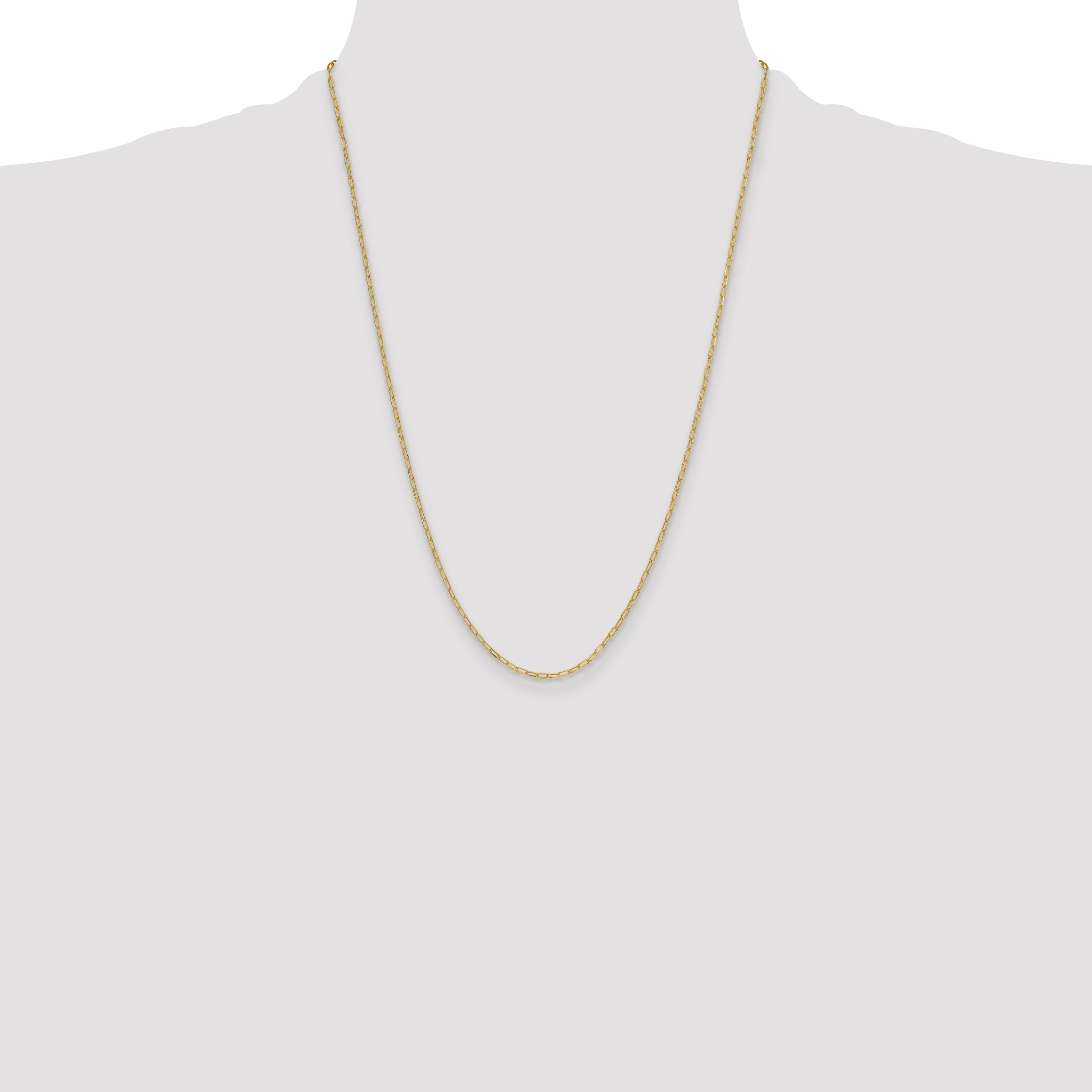 24 Inch 14K Yellow Gold 2.2mm Semi Solid Beveled D/C Paperclip Chain Necklace