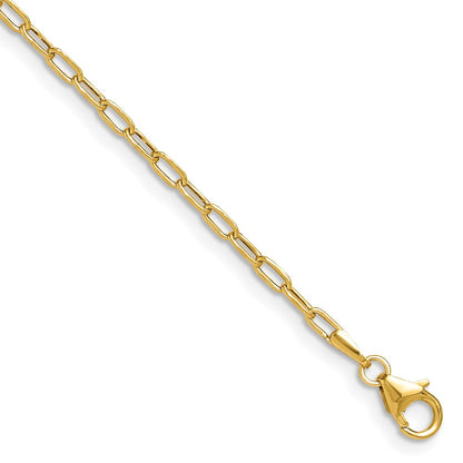 7 Inch 14K Yellow Gold 2.2mm Semi Solid Beveled D/C Paperclip Chain Bracelet