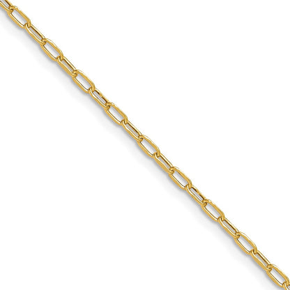 18 Inch 14K Yellow Gold 2.2mm Semi Solid Beveled D/C Paperclip Chain Necklace