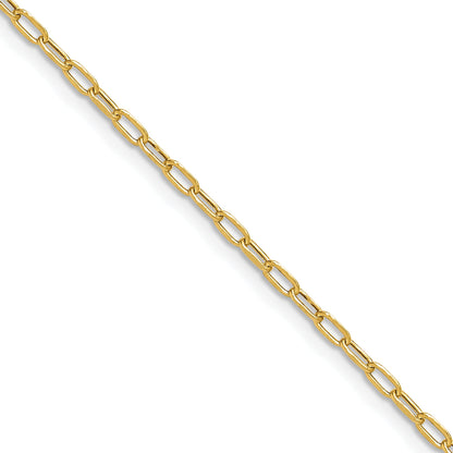 2 Inch 14K Yellow Gold 2.2mm Semi Solid Beveled D/C Paperclip Chain Necklace
