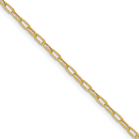 2 Inch 14K Yellow Gold 2.2mm Semi Solid Beveled D/C Paperclip Chain Necklace