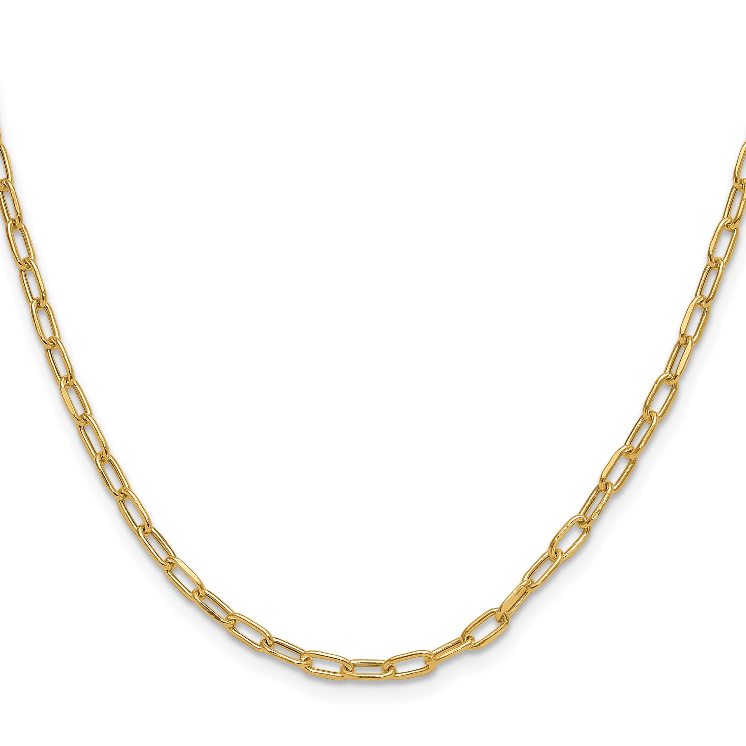 16 Inch 14K Yellow Gold 3.0mm Semi Solid Beveled D/C Paperclip Chain Necklace