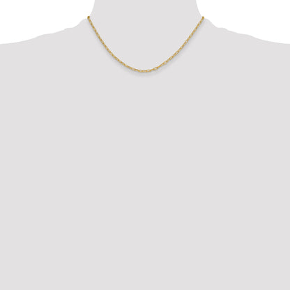 16 Inch 14K Yellow Gold 3.0mm Semi Solid Beveled D/C Paperclip Chain Necklace