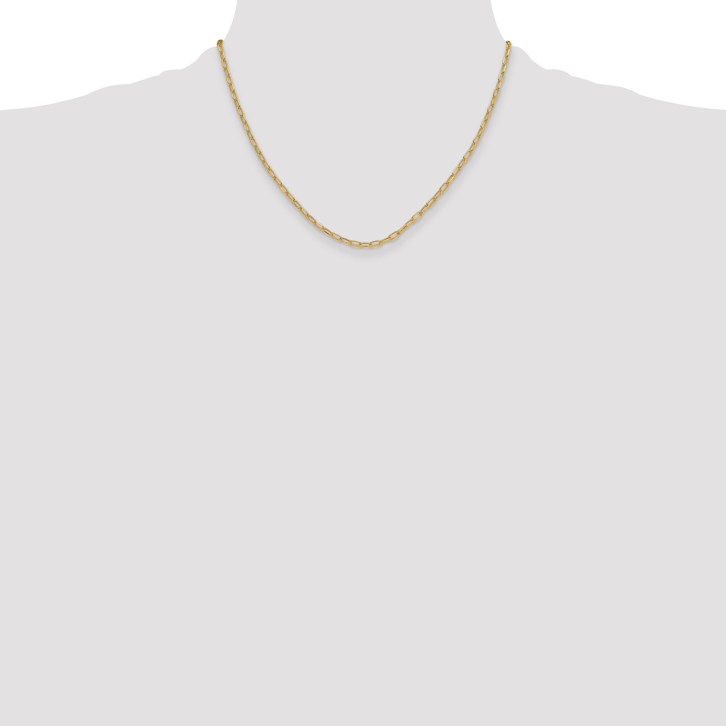 18 Inch 14K Yellow Gold 3.0mm Semi Solid Beveled D/C Paperclip Chain Necklace