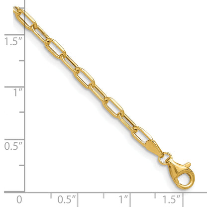 7 Inch 14K Yellow Gold 3.0mm Semi Solid Beveled D/C Paperclip Chain Bracelet