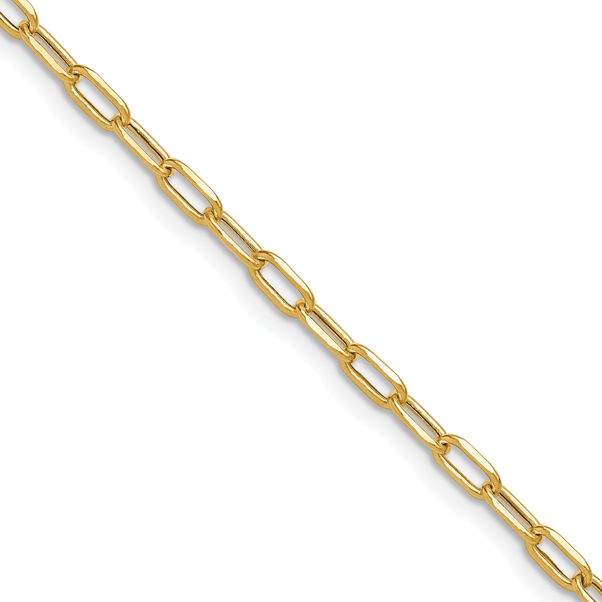 18 Inch 14K Yellow Gold 3.0mm Semi Solid Beveled D/C Paperclip Chain Necklace