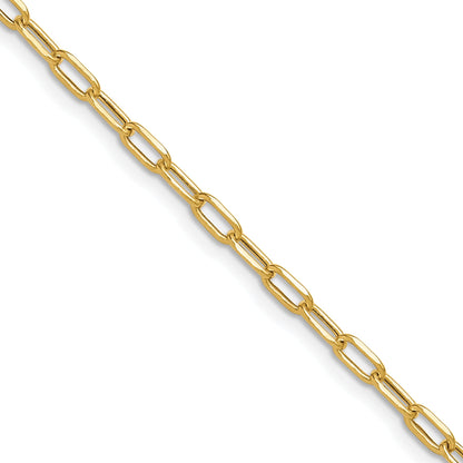 2 Inch 14K Yellow Gold 3.0mm Semi Solid Beveled D/C Paperclip Chain Necklace