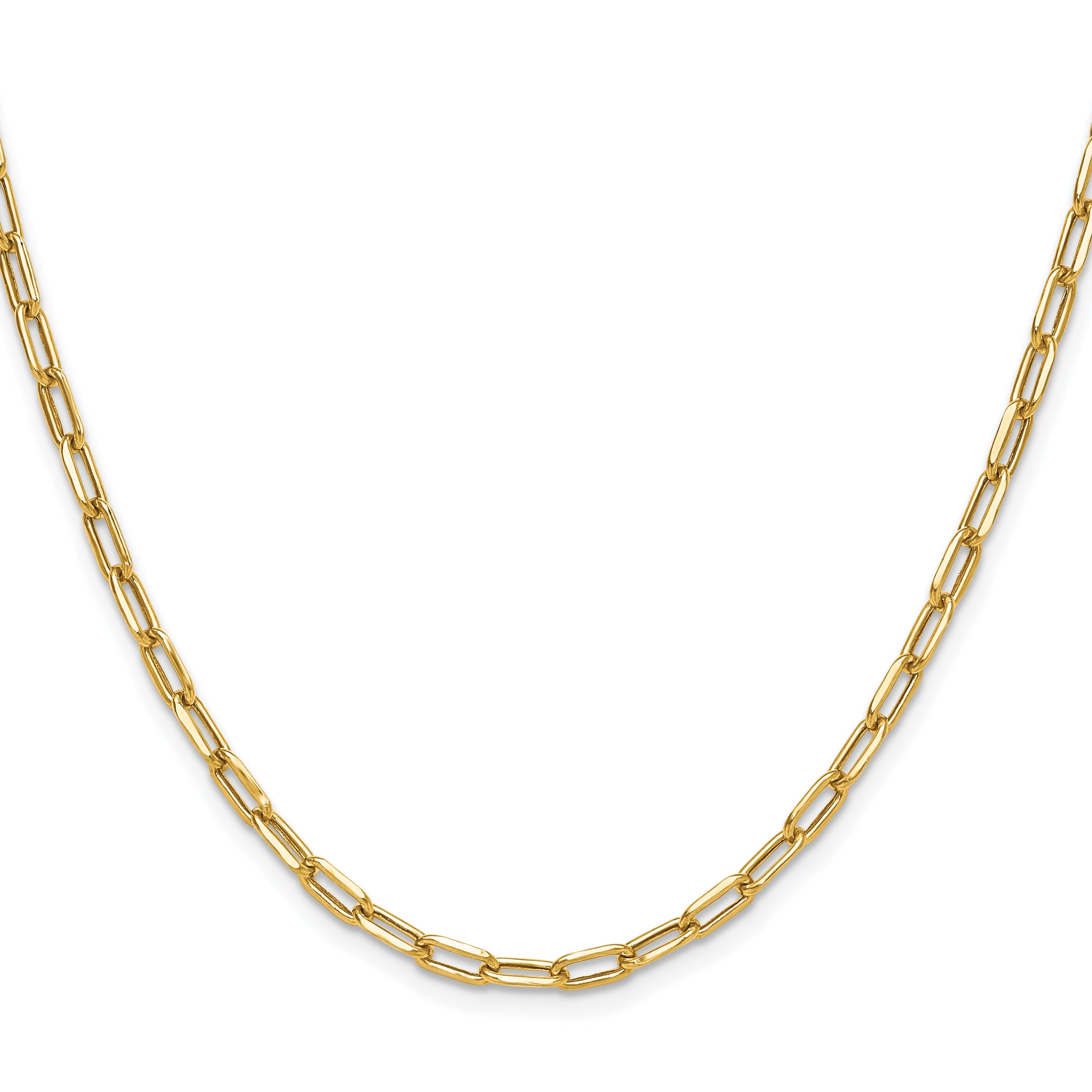 24 Inch 14K Yellow Gold 3.7mm Semi Solid Beveled D/C Paperclip Chain Necklace