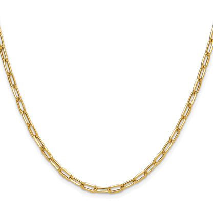 24 Inch 14K Yellow Gold 3.7mm Semi Solid Beveled D/C Paperclip Chain Necklace