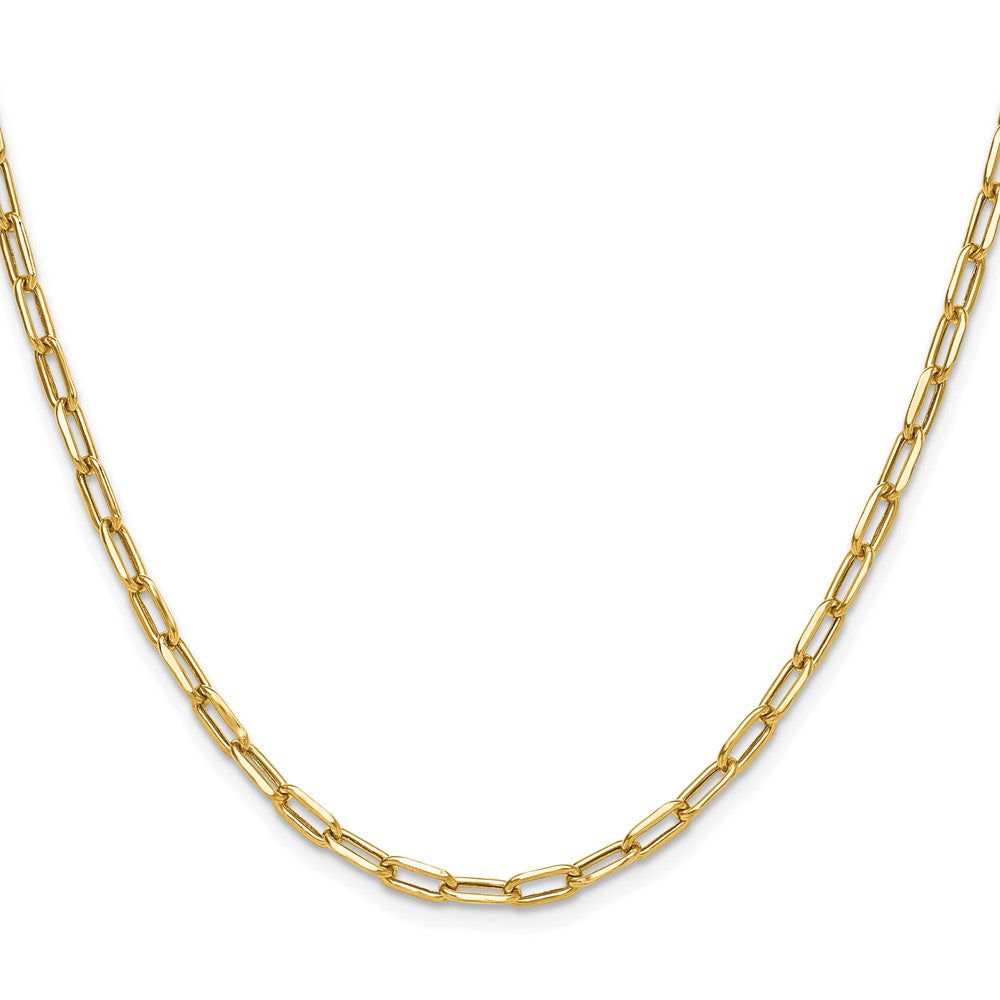 18 Inch 14K Yellow Gold 3.7mm Semi Solid Beveled D/C Paperclip Chain Necklace