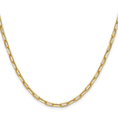 18 Inch 14K Yellow Gold 3.7mm Semi Solid Beveled D/C Paperclip Chain Necklace
