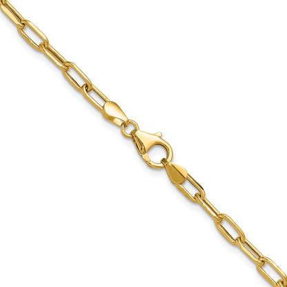 2 Inch 14K Yellow Gold 3.7mm Semi Solid Beveled D/C Paperclip Chain Necklace