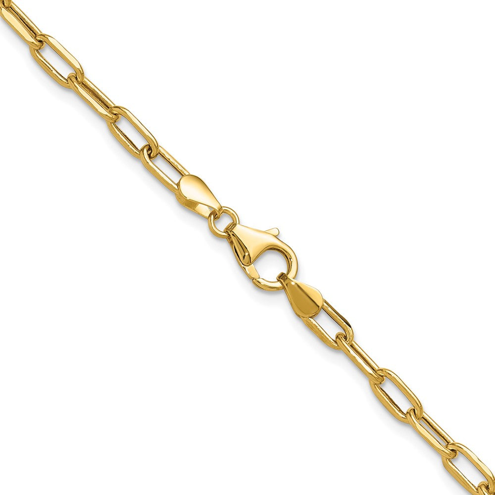 16 Inch 14K Yellow Gold 3.7mm Semi Solid Beveled D/C Paperclip Chain Necklace
