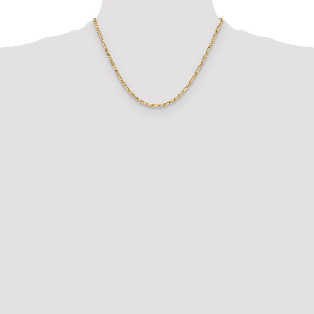 18 Inch 14K Yellow Gold 3.7mm Semi Solid Beveled D/C Paperclip Chain Necklace