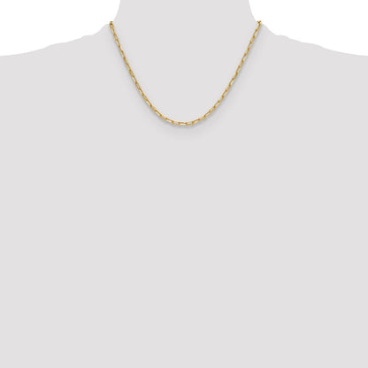 18 Inch 14K Yellow Gold 3.7mm Semi Solid Beveled D/C Paperclip Chain Necklace