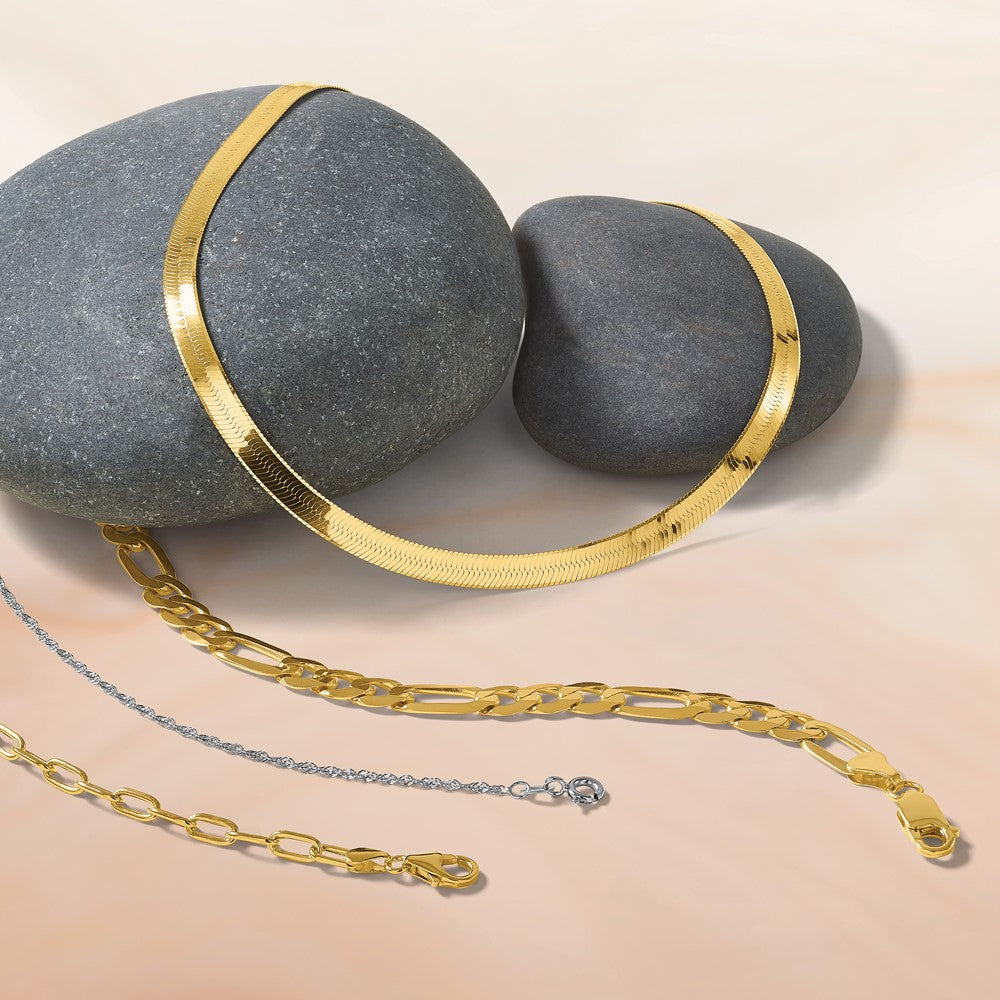 18 Inch 14K Yellow Gold 3.7mm Semi Solid Beveled D/C Paperclip Chain Necklace