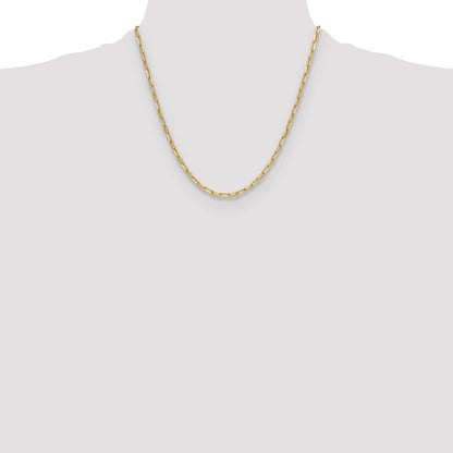 2 Inch 14K Yellow Gold 3.7mm Semi Solid Beveled D/C Paperclip Chain Necklace