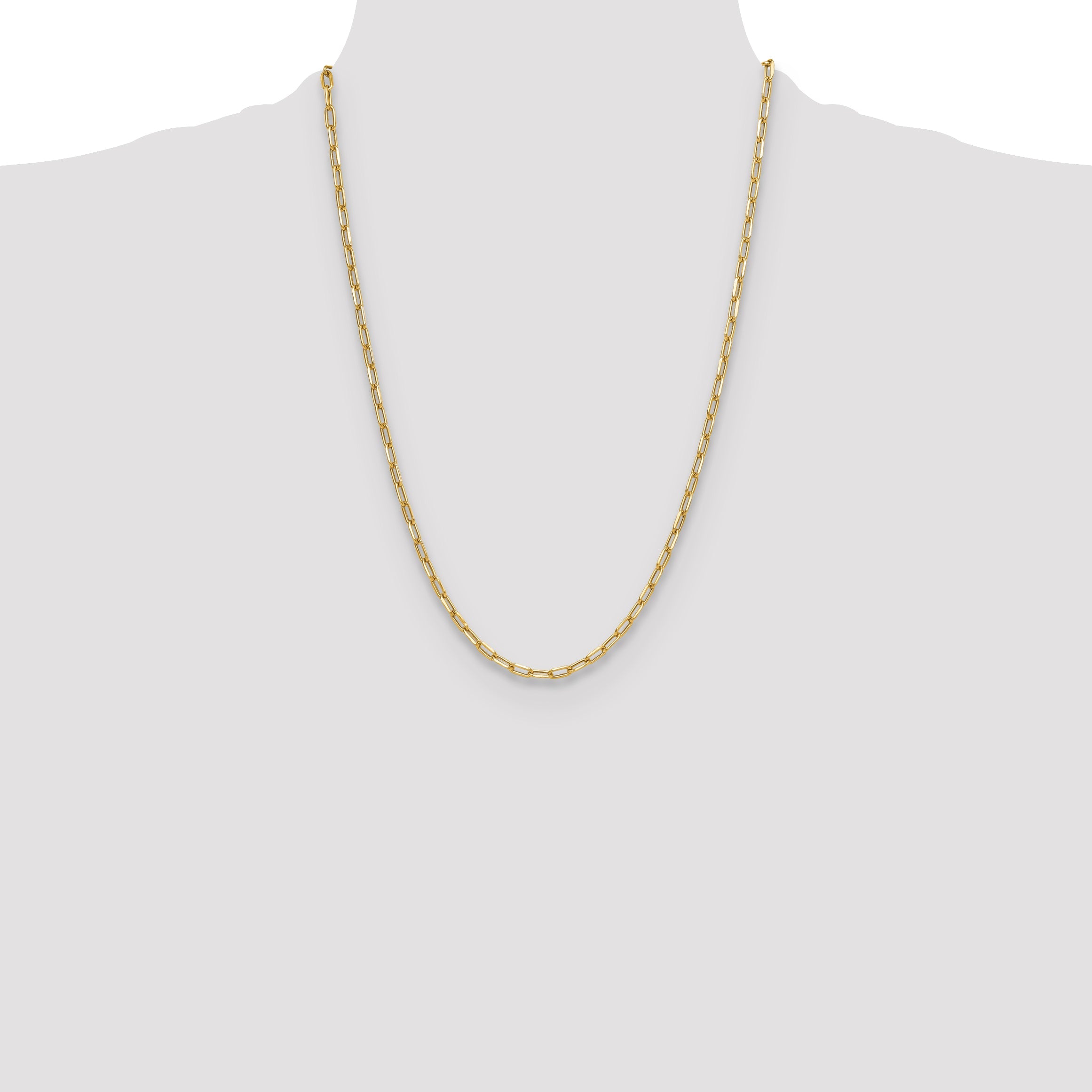 24 Inch 14K Yellow Gold 3.7mm Semi Solid Beveled D/C Paperclip Chain Necklace
