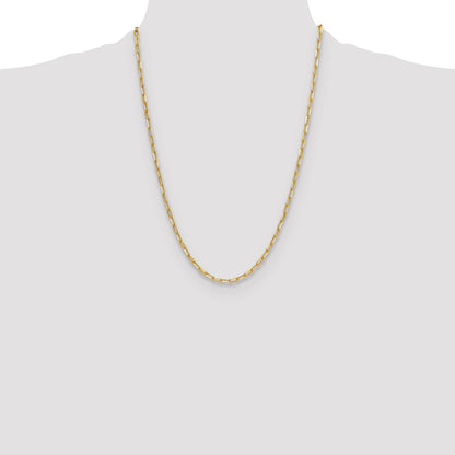 24 Inch 14K Yellow Gold 3.7mm Semi Solid Beveled D/C Paperclip Chain Necklace