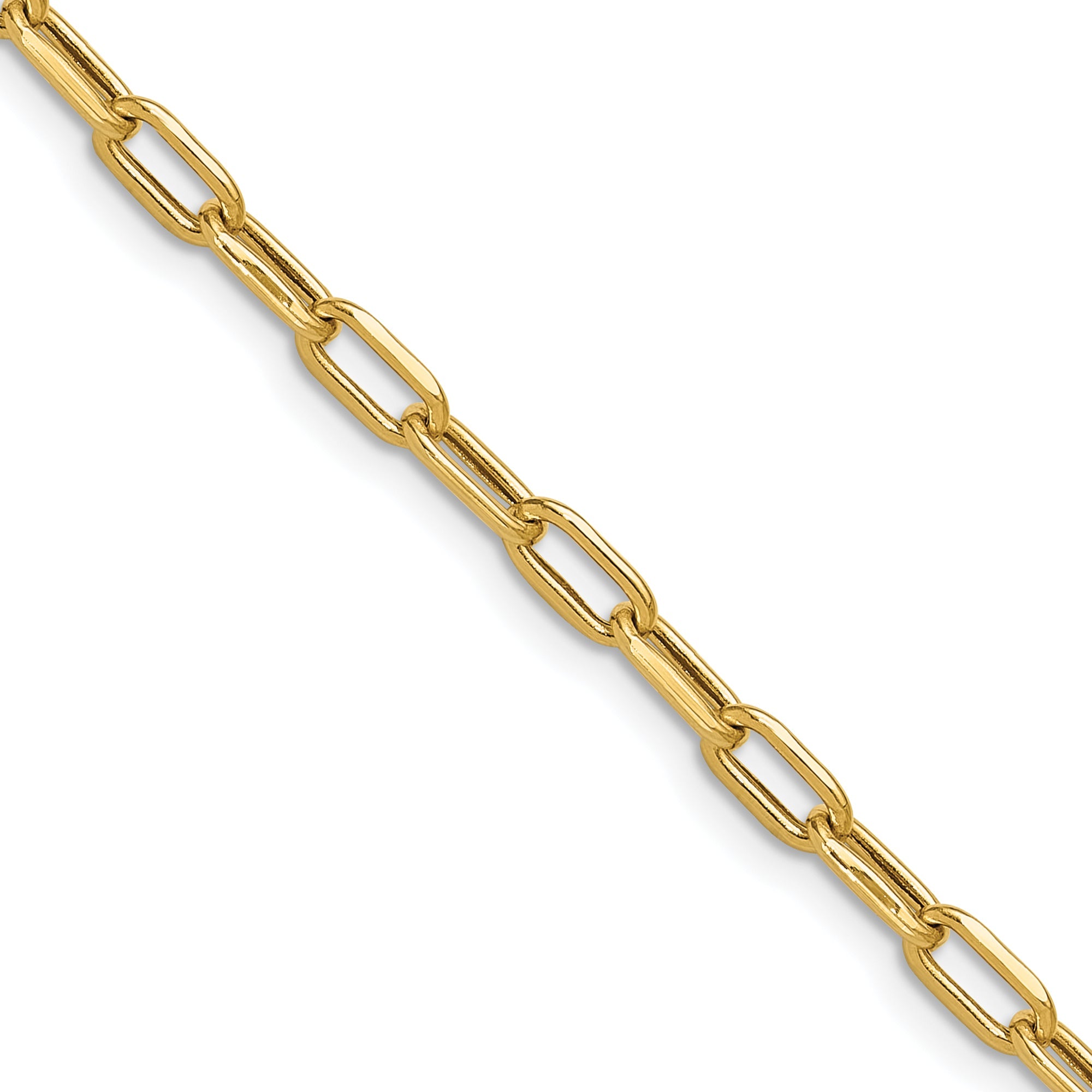 24 Inch 14K Yellow Gold 3.7mm Semi Solid Beveled D/C Paperclip Chain Necklace