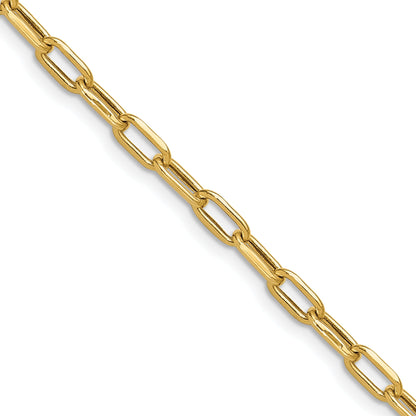 24 Inch 14K Yellow Gold 3.7mm Semi Solid Beveled D/C Paperclip Chain Necklace