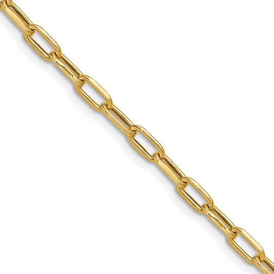 24 Inch 14K Yellow Gold 3.7mm Semi Solid Beveled D/C Paperclip Chain Necklace