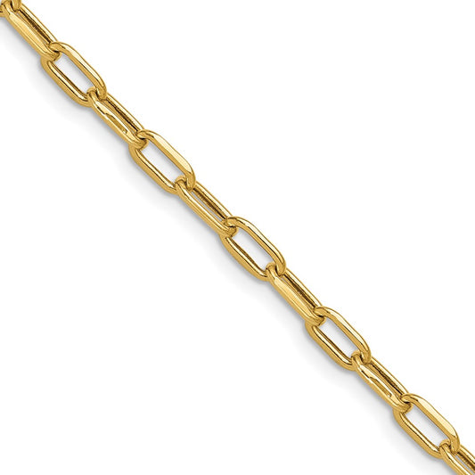 16 Inch 14K Yellow Gold 3.7mm Semi Solid Beveled D/C Paperclip Chain Necklace