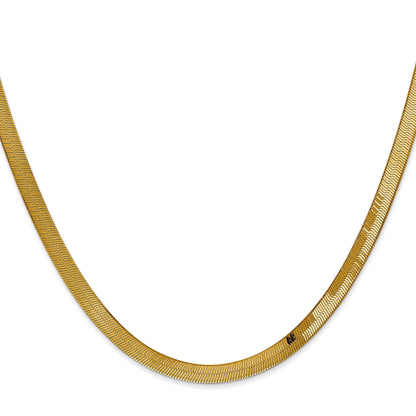 16 Inch 14K Yellow Gold 4mm Silky Herringbone Chain Necklace