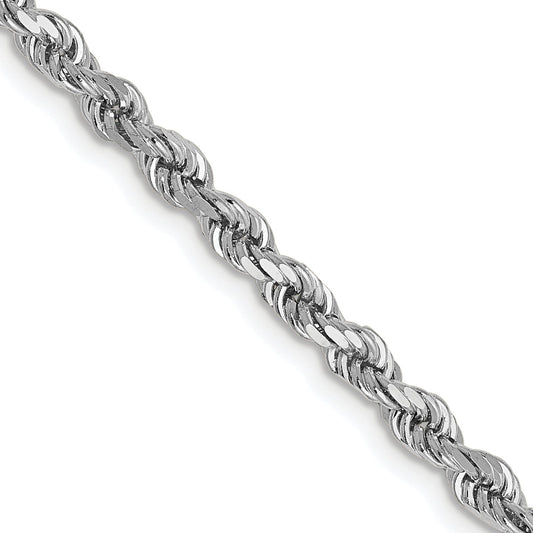 24 Inch 14K White Gold 2.75mm Diamond Cut Rope Chain Necklace