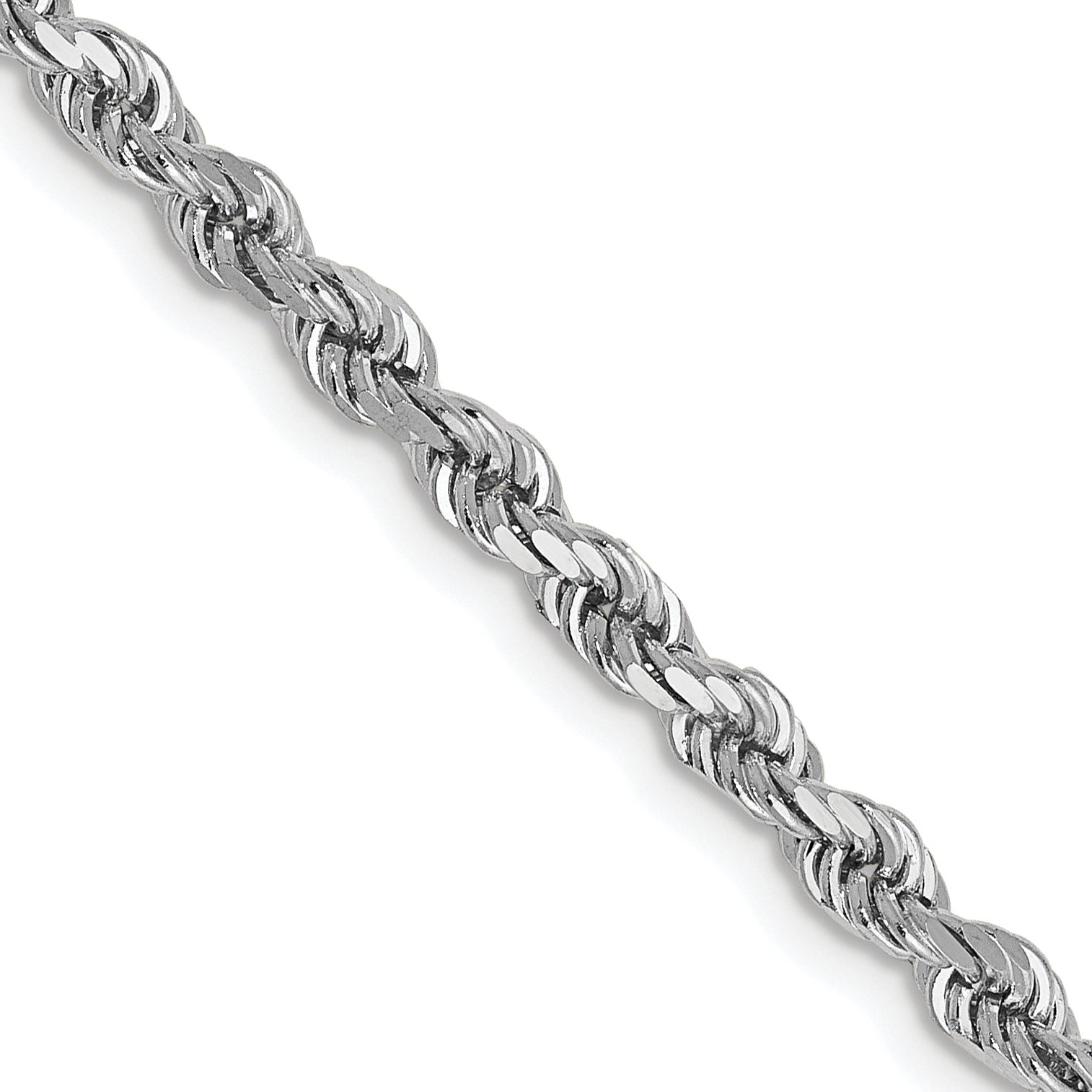 22 Inch 14K White Gold 2.75mm Diamond Cut Rope Chain Necklace